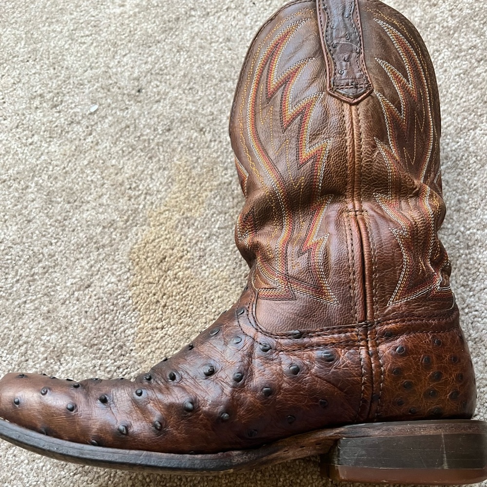 Men’s Durango Full-Quill Ostrich boots, chestnut brown, size 8